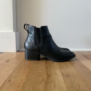 Faux Leather Black Heeled Booties